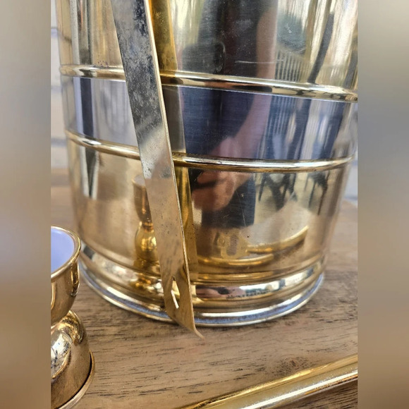 Vintage Brass Ice Bucket & Barware - Picture 3 of 11